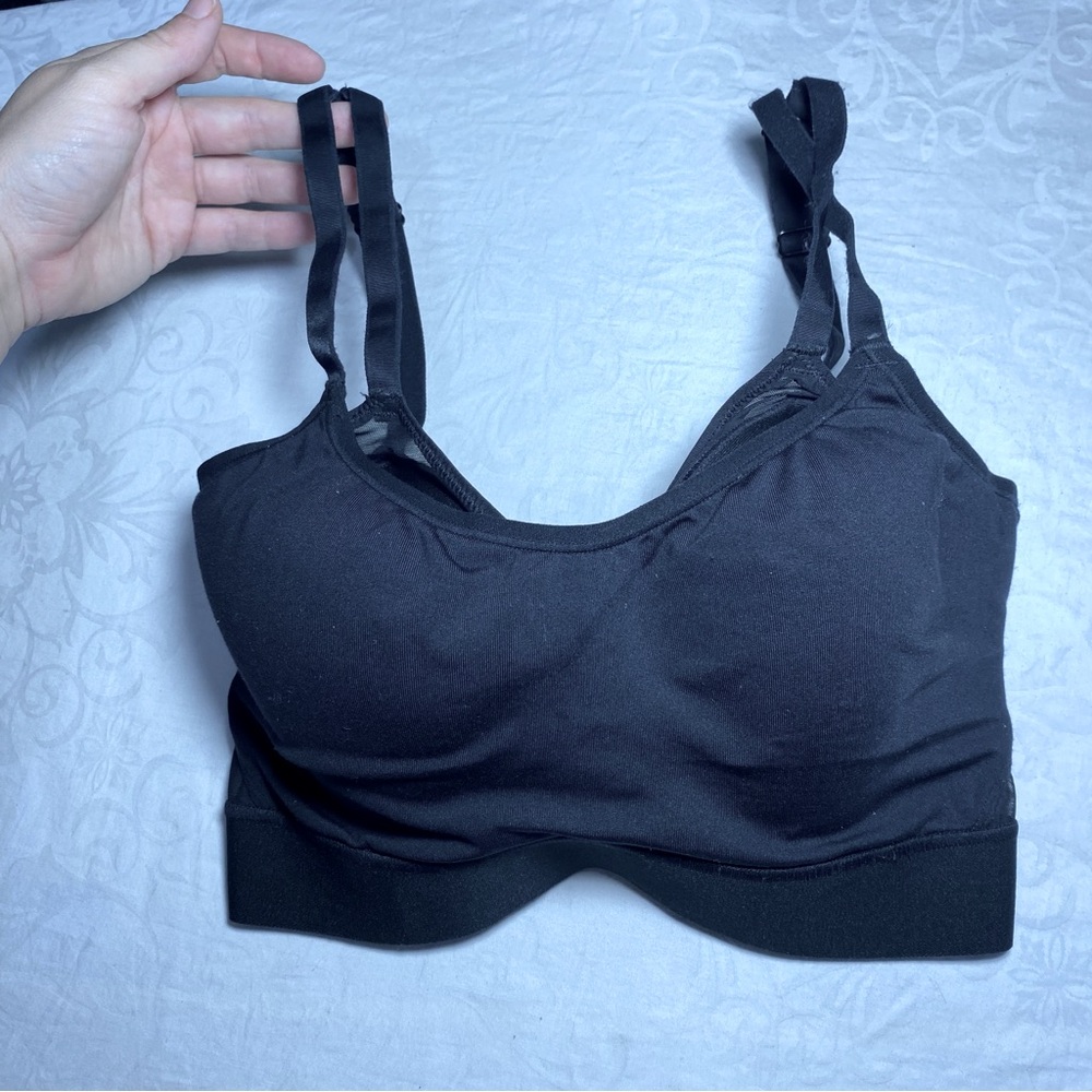 Natori Double Layered Sports Bra 32DD Black High Impact Supportive Underwire 32E